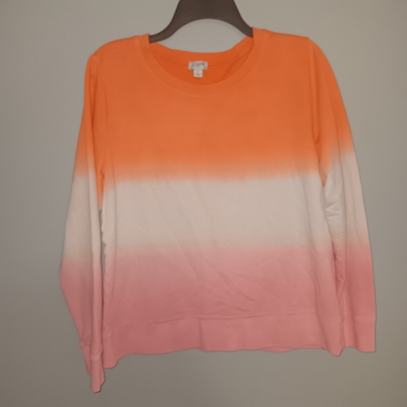 J.crew women's top pullover sweatshirt size L orange pink - Picture 1 of 5